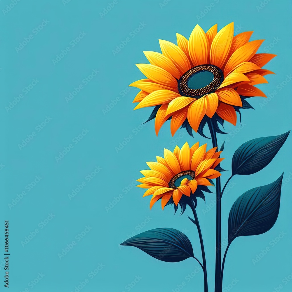 Obraz premium A pair of bright dormouse on the background, seeds, sunflower oil, flowers, leaves, field, minimalist composition with a place for text on the side.