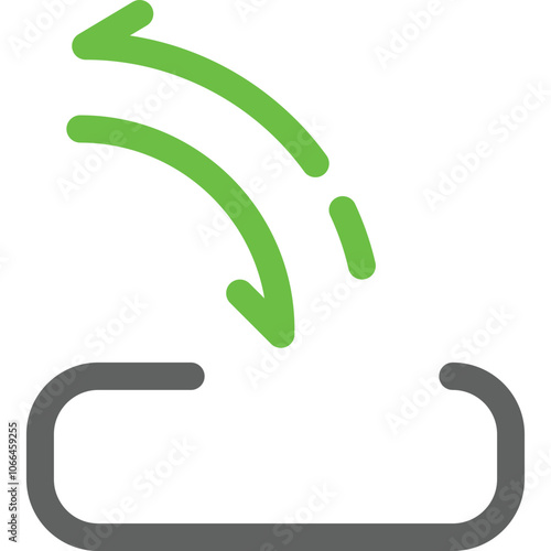 A green arrow indicating data transfer or sharing from a gray device, symbolizing seamless connectivity in modern technology