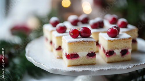 Wallpaper Mural Squares of Christmas cake adorned with a cranberry. Space for text Torontodigital.ca