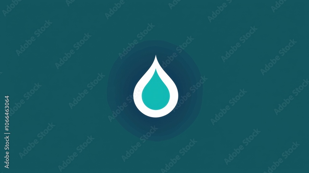 Minimalist Water Drop Icon on Teal Background Minimalist Water Drop Icon on Teal Background