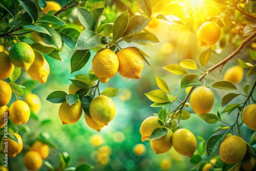 Wallpaper Mural Captivating Double Exposure of a Lemon Plant with Lush Green Lemons Set Against a Dreamy Background for Nature and Agriculture Enthusiasts Torontodigital.ca