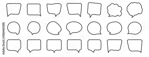 Collection of empty comic speech bubbles with halftone shadows. Hand drawn retro cartoon stickers. Pop art style. Vector illustration.