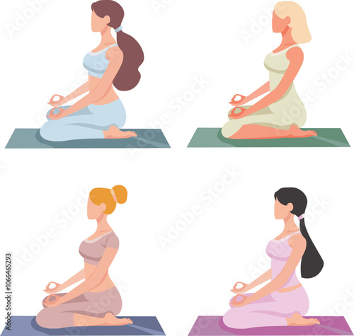 Group of young women doing yoga
