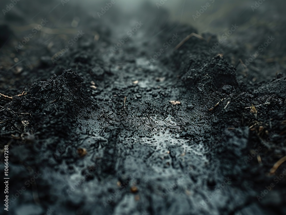 Close-Up of a Muddy Path in a Dark Forest Close-Up of a Muddy Path in a Dark Forest