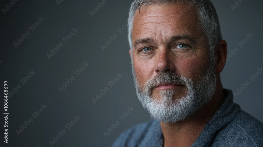 A contemplative studio portrait of a man looking directly at the camera, emphasizing his features A contemplative studio portrait of a man looking directly at the camera, emphasizing his features