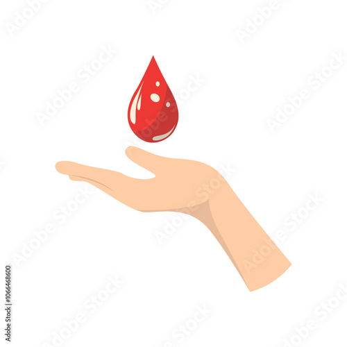 Blood Donor Icon with Trendy Cartoon Design. Blood Charity Volunteer Program. Vector Illustration