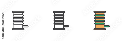 Coil with a cord cable different style icon set