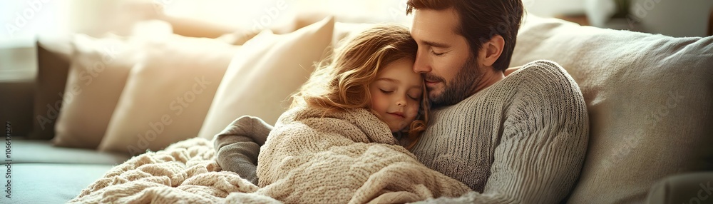 Candid Cozy Parent and Child Cuddling on Couch Image - Warm Connection and Nurturing Bond for Ads on Home Products, Parenting Support, Family Comfort Items in Photo Stock Concept Candid Cozy Parent and Child Cuddling on Couch Image - Warm Connection and Nurturing Bond for Ads on Home Products, Parenting Support, Family Comfort Items in Photo Stock Concept