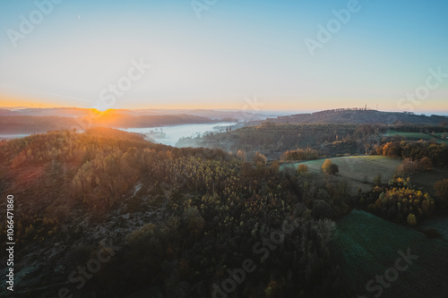 The German Sauerland during a beautiful sunrise.
 photo