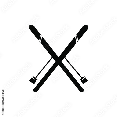 Skiing Sport Clipart Design - Skiing  Vector illustration in black and white