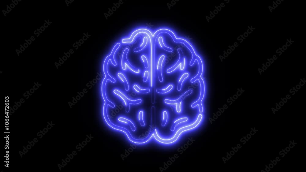 Glowing All Brain Icon and Symbol in HD Video Neon Animation on Black Background Glowing All Brain Icon and Symbol in HD Video Neon Animation on Black Background