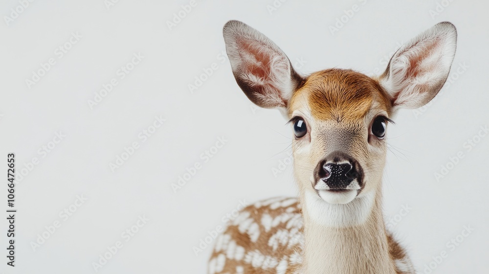 Close-Up of a Young Fawn Against a Neutral Background Close-Up of a Young Fawn Against a Neutral Background