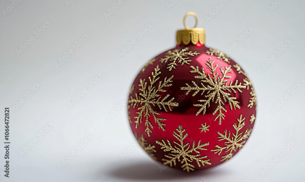 Elegant Red and Gold Christmas Ball Ornament Isolated on White Background Elegant Red and Gold Christmas Ball Ornament Isolated on White Background