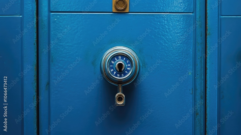 Fototapeta premium Vintage Blue Locker with Combination Lock