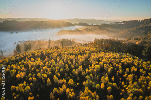 The German Sauerland during a beautiful sunrise.
