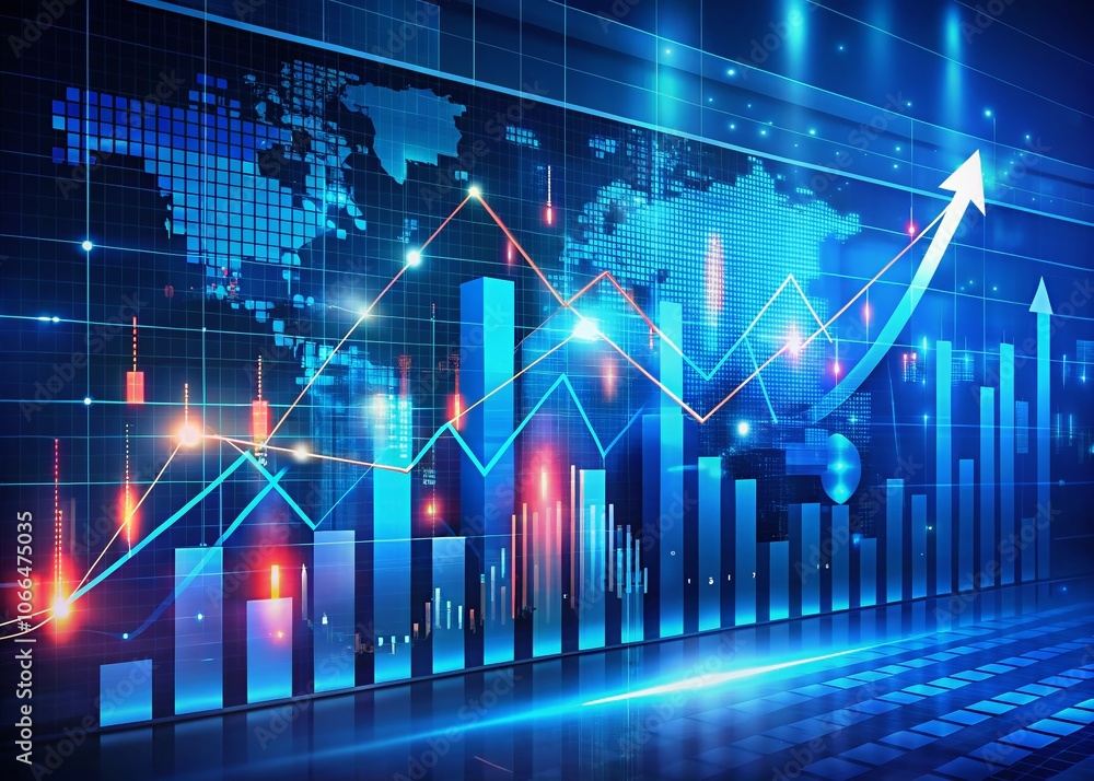 custom made wallpaper toronto digitalAbstract Blue Background Highlighting Financial Bar Chart in Stock Market Analysis, Stock Trading Growth, Investment Insights, Data Visualization, Business Performance Metrics, Financial Trends