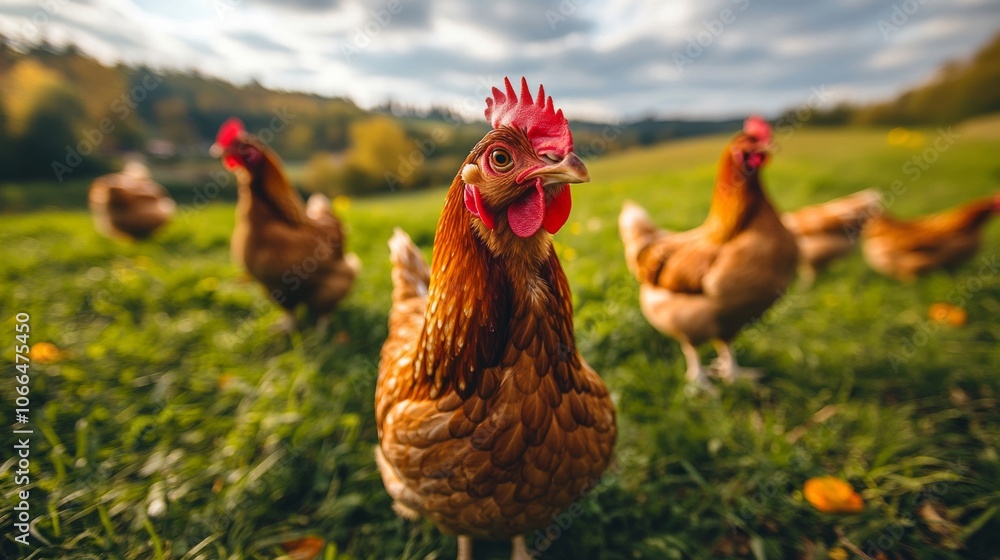 Fototapeta premium Chickens on farms , Generative AI