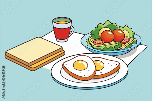 3 dat the breakfast table a plate filled with white background