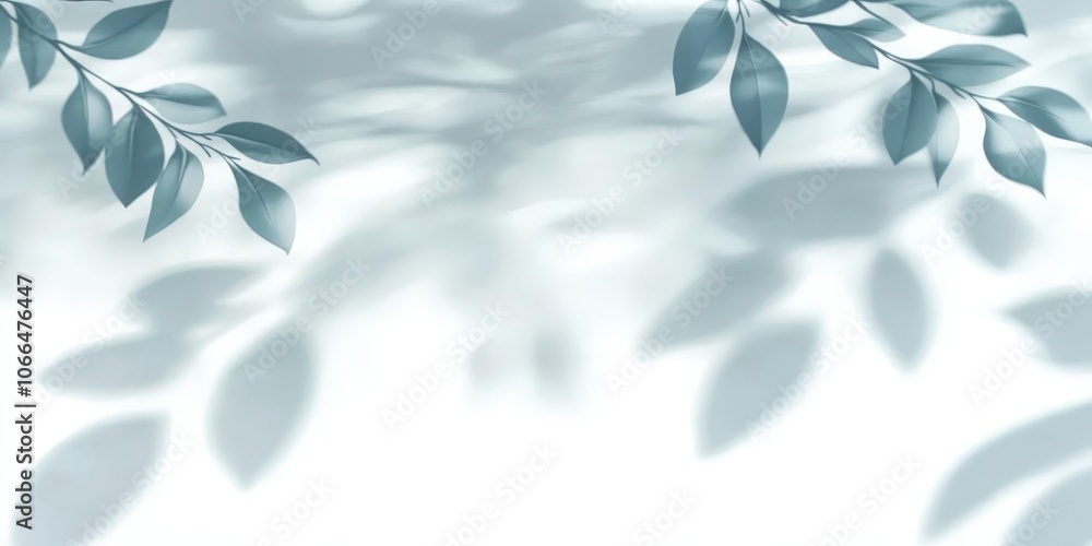Fototapeta premium Abstract Silhouette of Leaves on White Background
