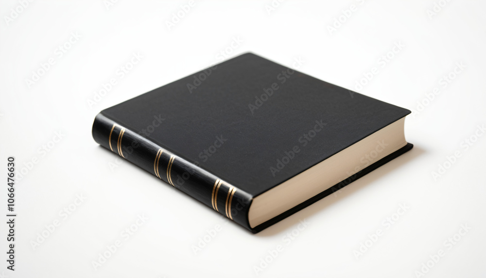 A small black book lies isolated against a plain white surface._00001_ A small black book lies isolated against a plain white surface._00001_