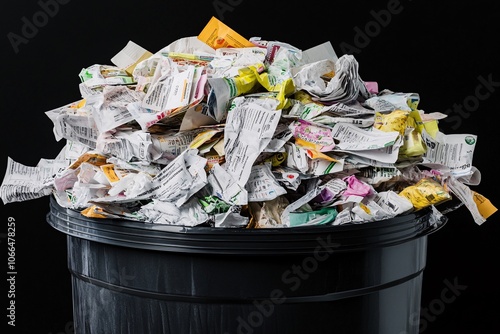 Overfilled Trash Bin: A Visual Representation of Waste and Consumerism