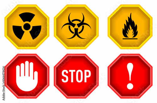 Set warning symbols. Vector illustration