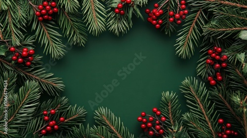 evergreen holiday red berries space branches background copy pine christmas wood tree decoration branch fir green frame new wooden border year winter white celebration card old spruce holly isolated