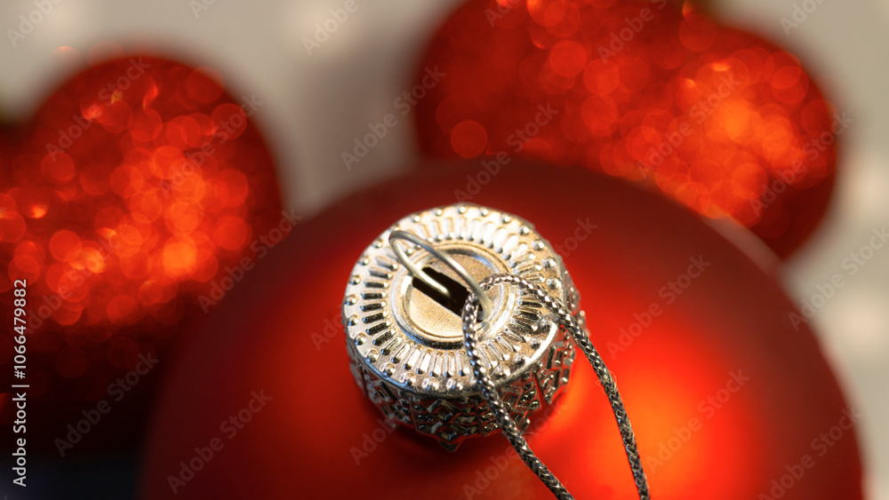 red Christmas ball close up red Christmas ball close up