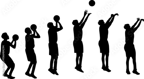 Basketball Shooting Step Silhouette Vector Illustration Graphic
