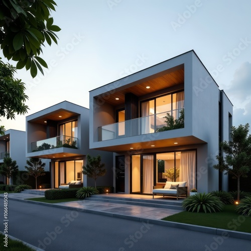 Residential buildings of modern architecture real estate 