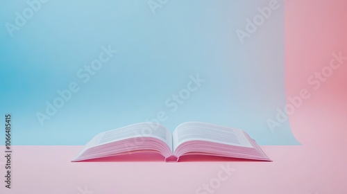 Open Book with Pink and Blue Background