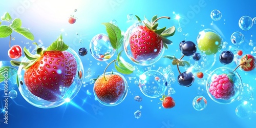 Berry Burst Delight in the Vibrant Colors and Flavors of Frutiger Aero Aesthetic with a Berry Twist.