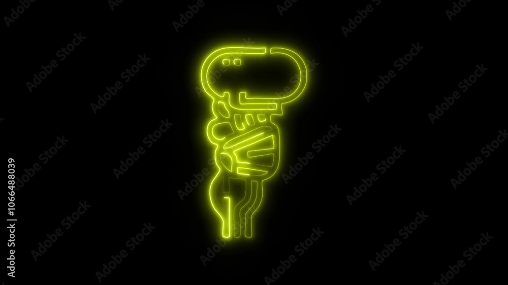 Glowing Brain Stem Icon and Symbol in HD Video Neon Animation on Black Background Glowing Brain Stem Icon and Symbol in HD Video Neon Animation on Black Background
