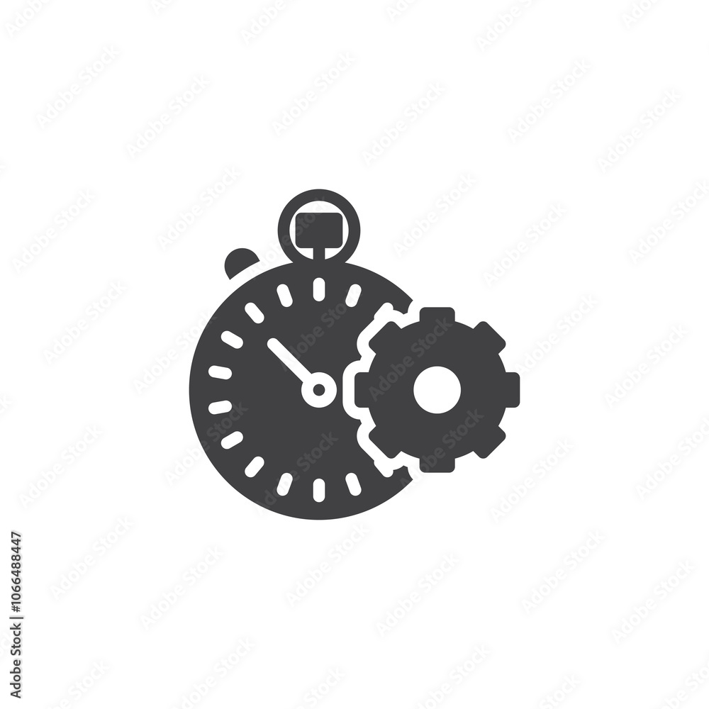 Stopwatch and gear vector icon