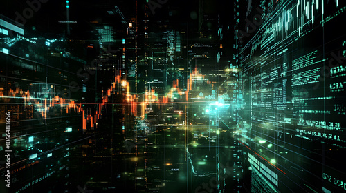 High resolution stock market graph with data visualization elements