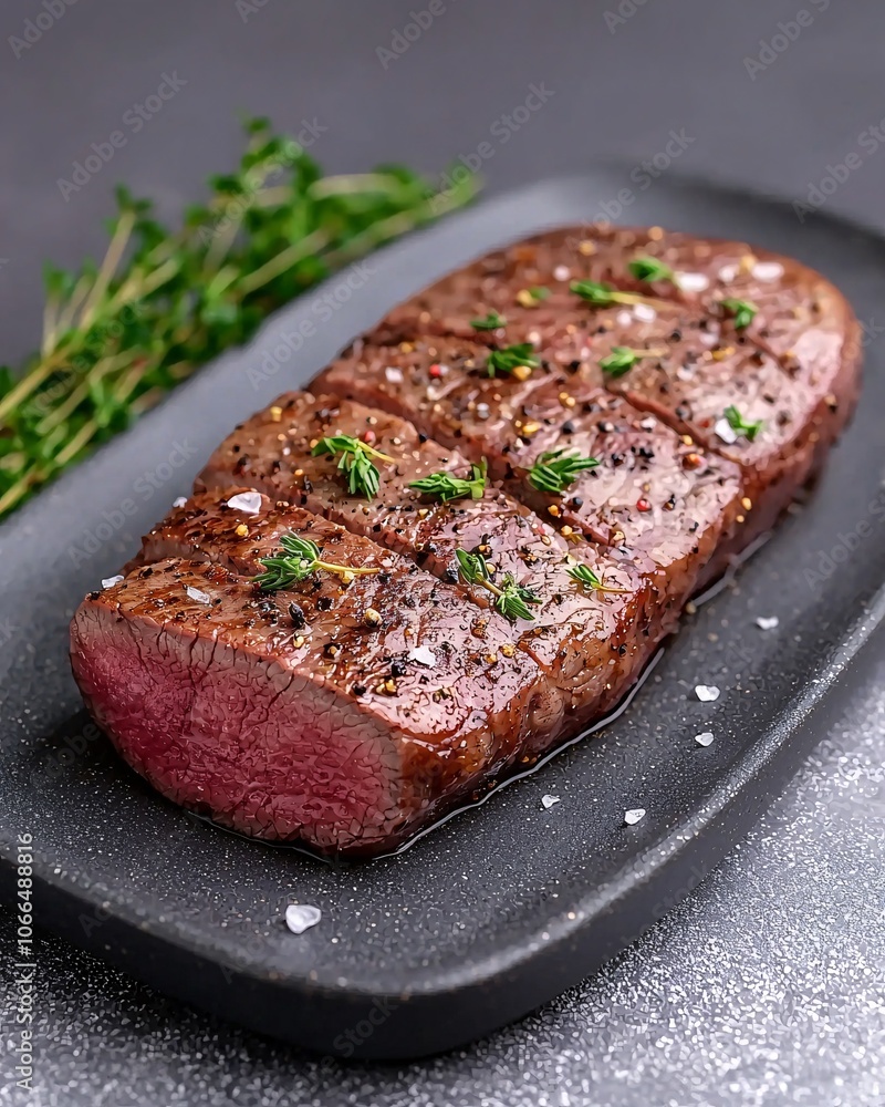 Juicy Grilled Steak with Fresh Herbs and Seasoning Juicy Grilled Steak with Fresh Herbs and Seasoning