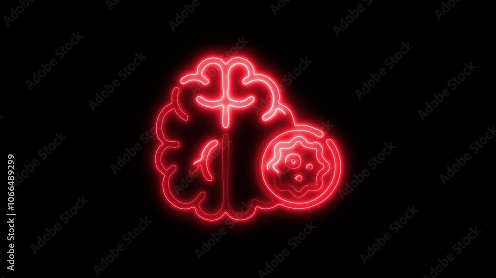 Glowing Brain Tumor Icon and Symbol in HD Video Neon Animation on Black Background Glowing Brain Tumor Icon and Symbol in HD Video Neon Animation on Black Background