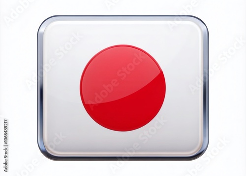 Free Download Aerial View of Square Glossy Japan Flag Icon on White Background - National Symbol, Japanese Culture, Global Representation, Iconography, Flag Design, Digital Art, Minimalist Style - GFXLoad