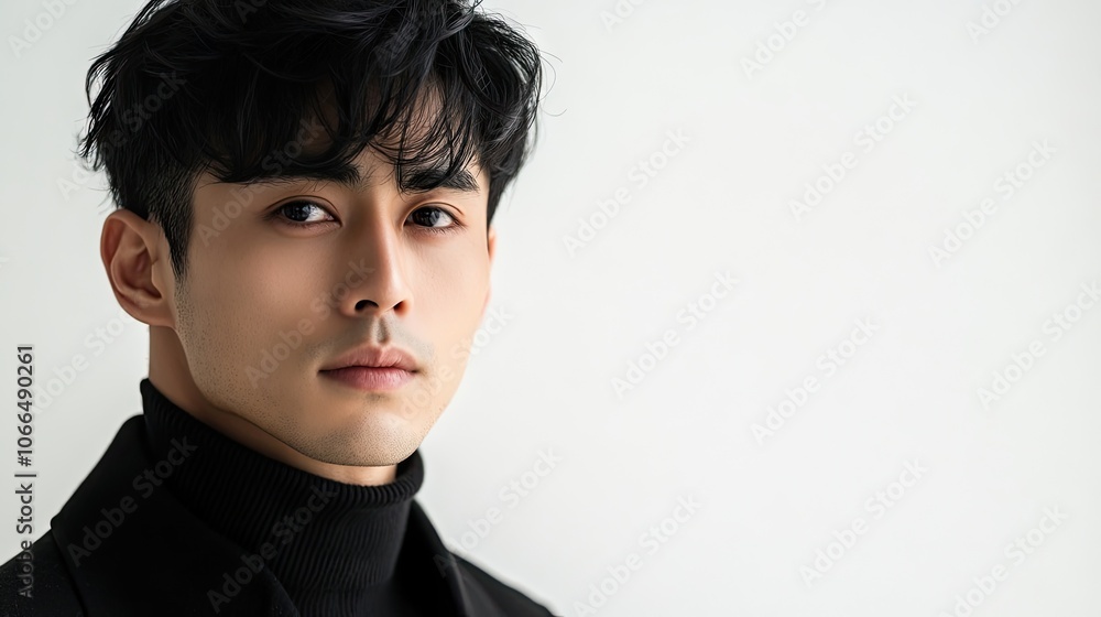 Asian man posing against a clean white background, captured with a focus on the Asian man, allowing for ample copy space in the composition for various uses. Asian man posing against a clean white background, captured with a focus on the Asian man, allowing for ample copy space in the composition for various uses.