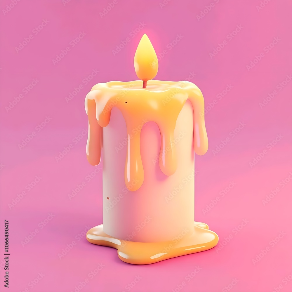 3d icon of a burning candle 3d icon of a burning candle