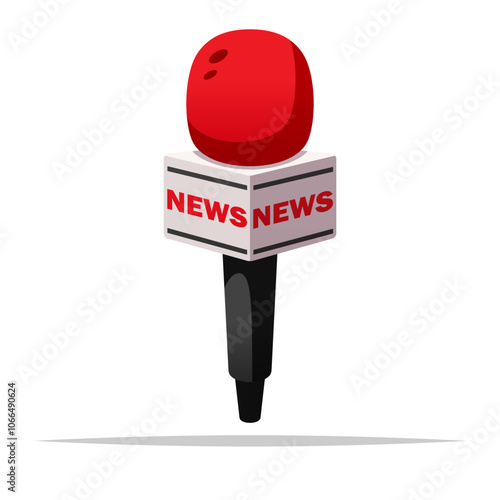 News reporter microphone vector isolated illustration