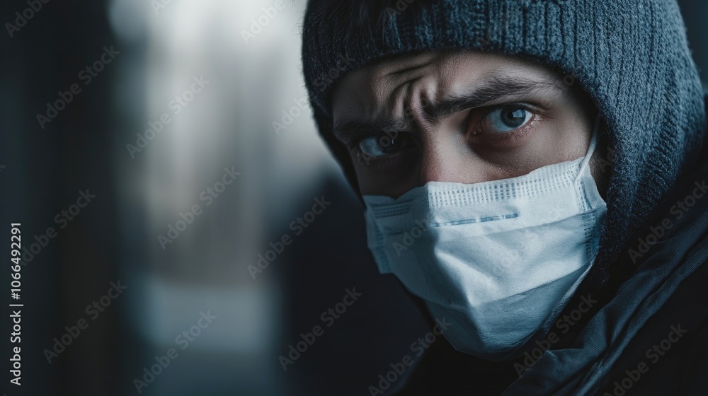 A Bulgarian man expresses pandemic fear, capturing the sense of anxiety many feel during these uncertain times. The image conveys the emotional impact of pandemic fear, with ample copy space. A Bulgarian man expresses pandemic fear, capturing the sense of anxiety many feel during these uncertain times. The image conveys the emotional impact of pandemic fear, with ample copy space.