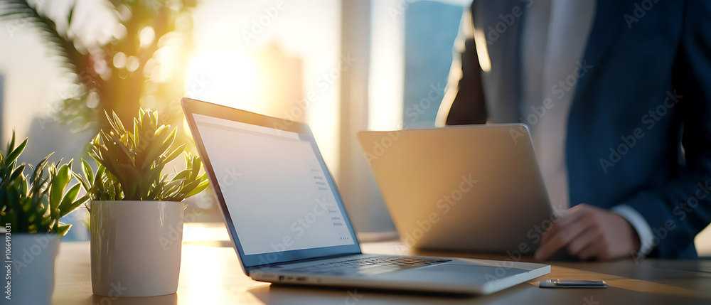 Managers in a futuristic office using smart planning