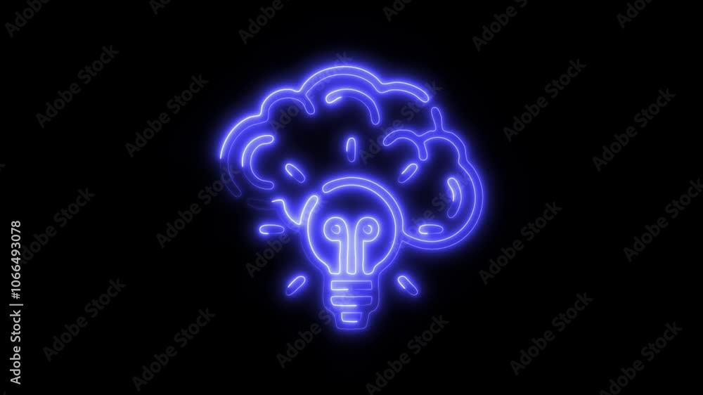 Glowing Brainstorming Icon and Symbol in HD Video Neon Animation on Black Background Glowing Brainstorming Icon and Symbol in HD Video Neon Animation on Black Background