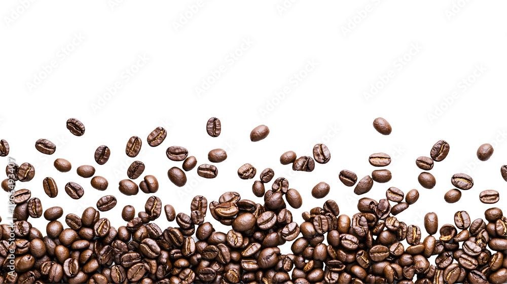 Roasted coffee beans isolated on transparent background, aromatic and textured. Roasted coffee beans isolated on transparent background, aromatic and textured.