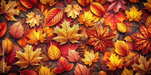 Wallpaper Mural Autumn Seamless Pattern with Hand-Drawn Leaves, Tilt-Shift Photography Style for Fall Décor and Design Projects Torontodigital.ca