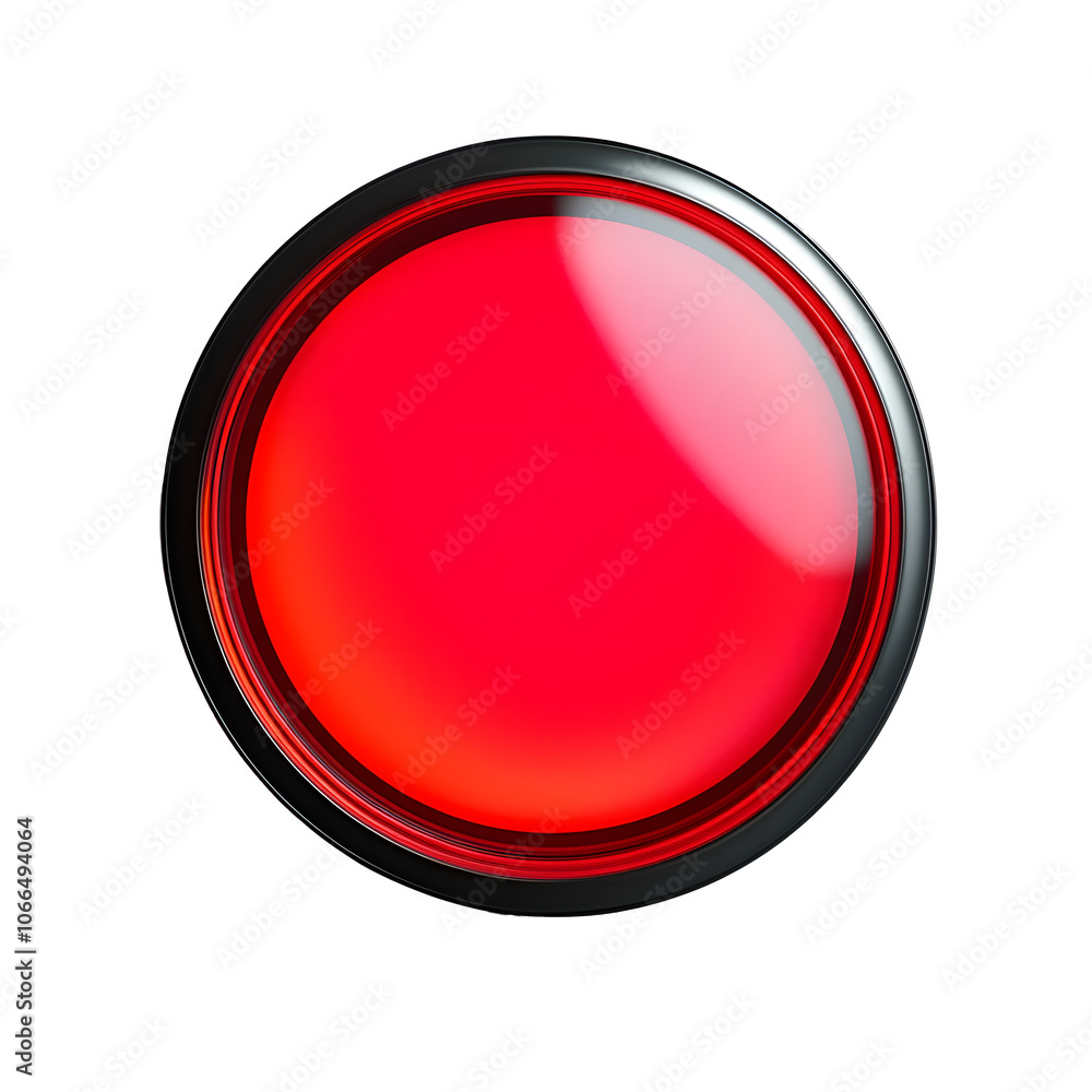 Red circle button with glowing red light isolated on white background. Red circle button with glowing red light isolated on white background.