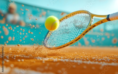 Tennis Action on Clay Court photo