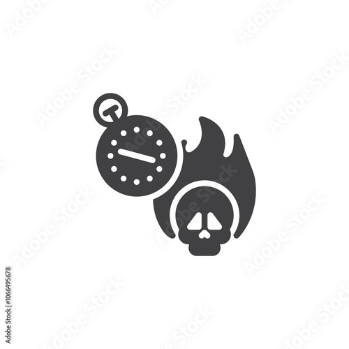 Stopwatch with fire skull vector icon