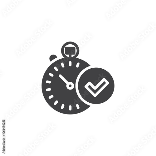 Stopwatch with check mark vector icon